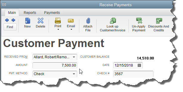 Receiving Payment From Customers In Quickbooks