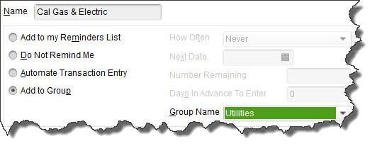 quickbooks memorized transaction list collapse group