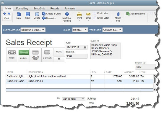Using Sales Receipts When And How